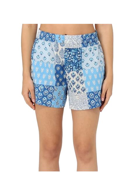 Short Mc2 Saint Barth Meave donna MEAVE00380H Blu basic floreale elasticizzata all'americana MC2 SAINT BARTH | Shorts | MEAVE00380H3161